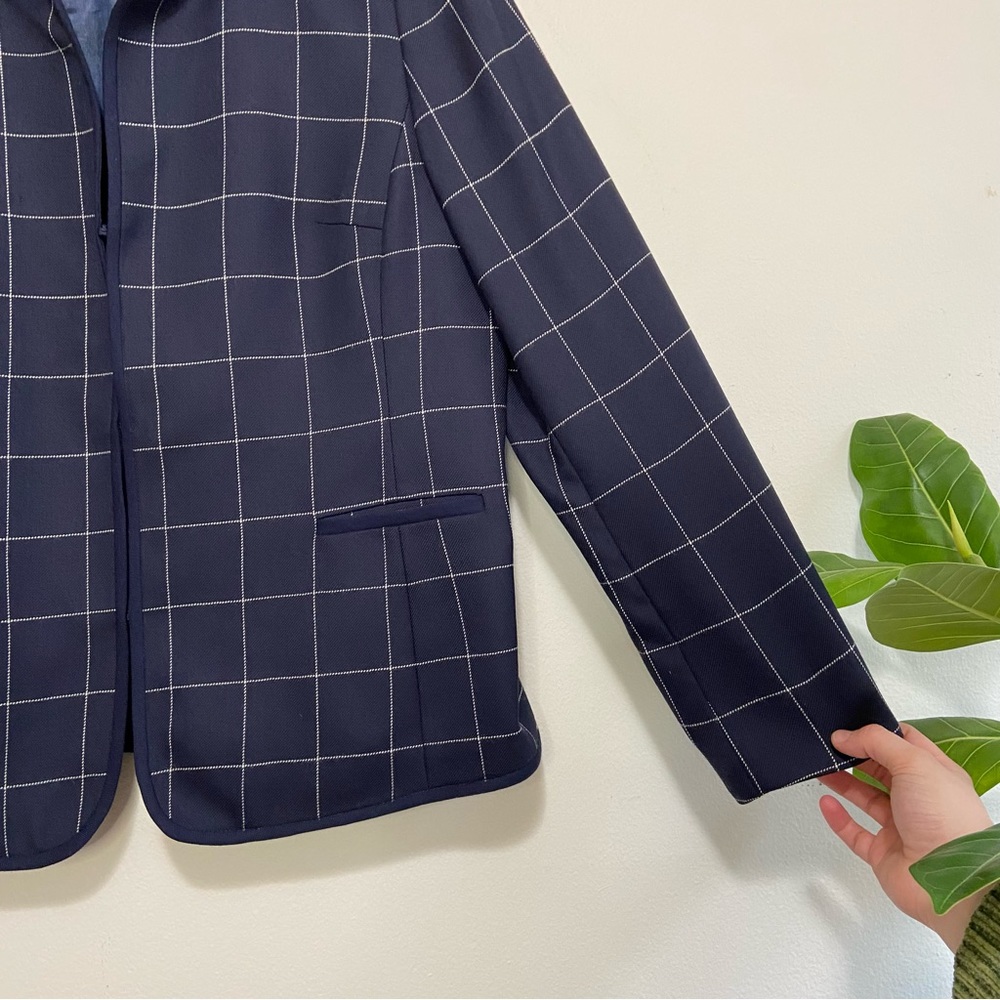 Pendleton Virgin Wool Navy Blue Square Windowpane… - image 3